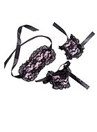 Playful lingerie set, lace ruffles, satin bow, flowers